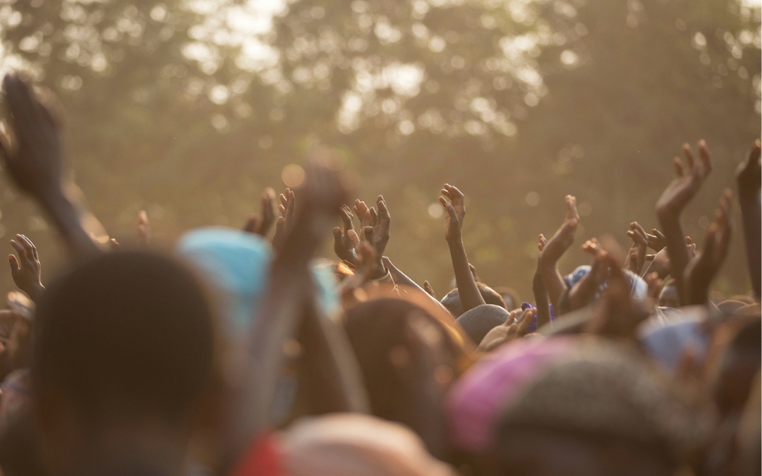 African people raising their hands in worship